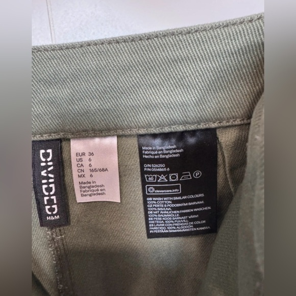 H&M Divided Olive Green Zip Front Mini Skirt Size 6 - Picture 4 of 4